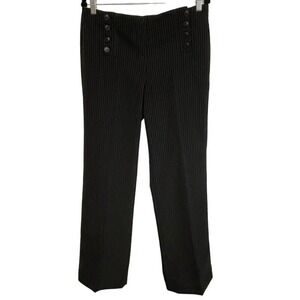 Larry Levine Black Pinstripe Sailor Button Front Straight Leg Trousers Pants 10
